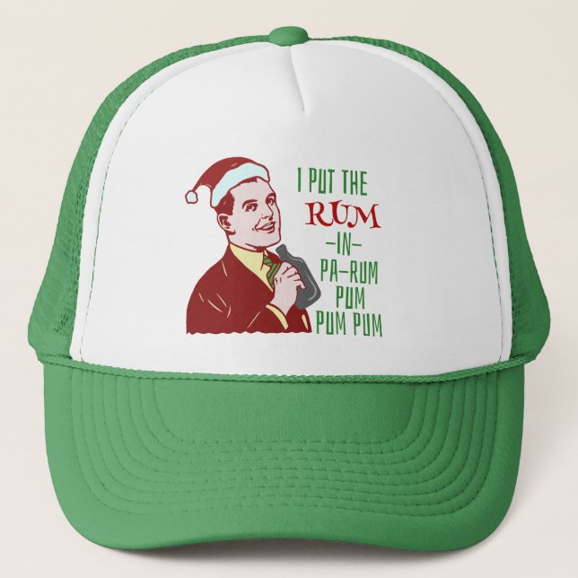 Gorra De Camionero Navidades graciosos retro hombre bebe ron vacacion (Anverso)