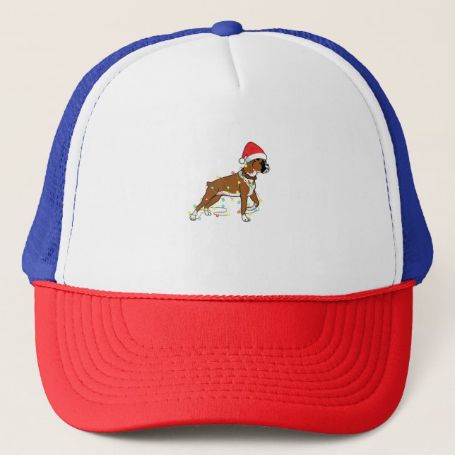 Gorra De Camionero Navidades iluminan obsequio de boxeo de perro de m (Anverso)