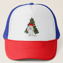 Gorra De Camionero Navidades malteses, Navidad Perro maltés con sombr