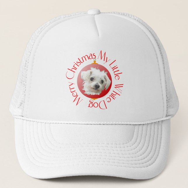 Gorra De Camionero Navidades malteses Perro blanco pequeño (Anverso)