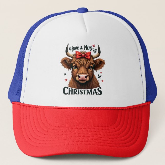 Gorra De Camionero Navidades morales adoran vaca con Santa (Anverso)