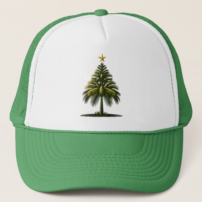 Gorra De Camionero Navidades Palm Tree, Navidades de Beach Aloha (Anverso)