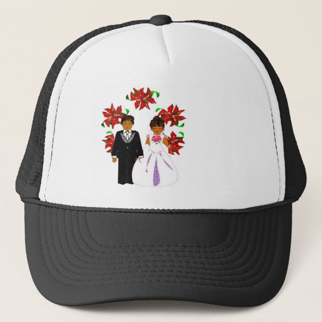 Gorra De Camionero Navidades Pareja Boda En La Guirnalda Negra I (Anverso)
