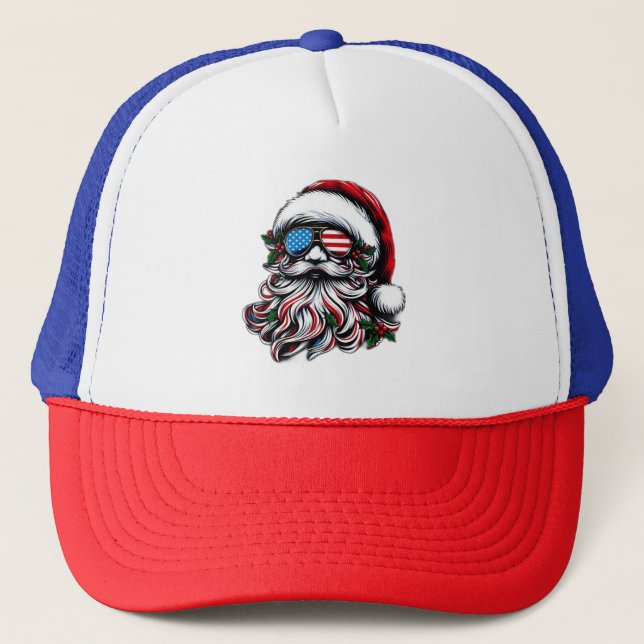 Gorra De Camionero Navidades patrióticos/estadounidenses (Anverso)
