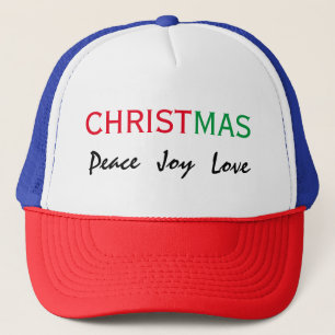 GORRA DE CAMIONERO NAVIDADES PEACE JOY LOVE TYPOGRAPHY