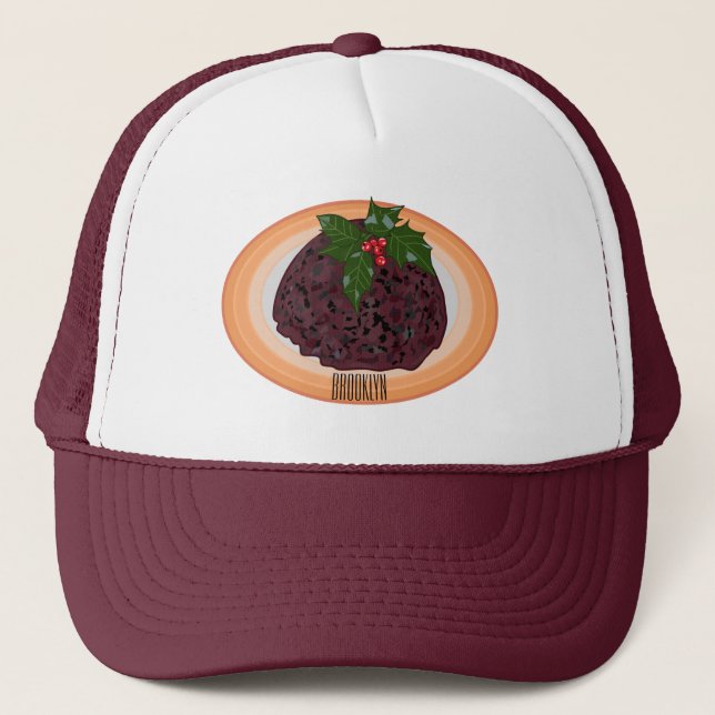 Gorra De Camionero Navidades pudding personalizado ilustracion (Anverso)