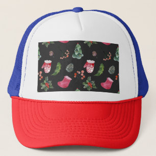 Gorra De Camionero Navidades Reindeer: Patrón de color de agua sin fo