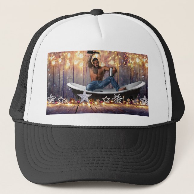 Gorra De Camionero Navidades SlipperyJoe estrellas doradas luces moja (Anverso)