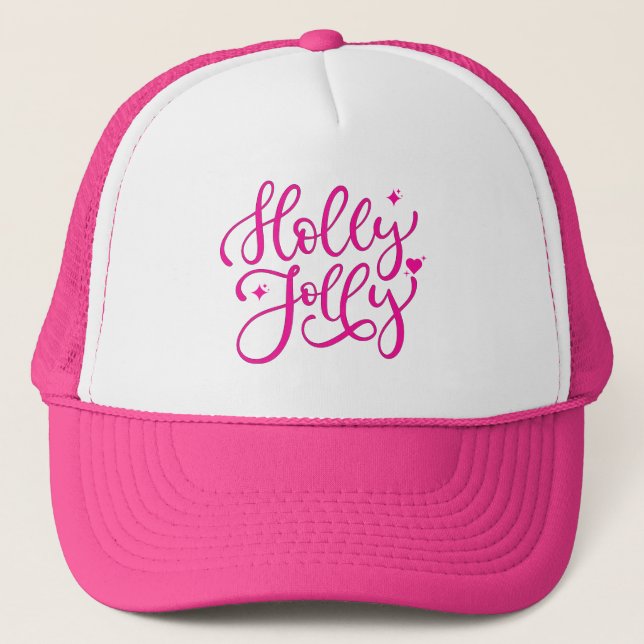 Gorra De Camionero Navidades Vivid Pink Holly Jolly (Anverso)