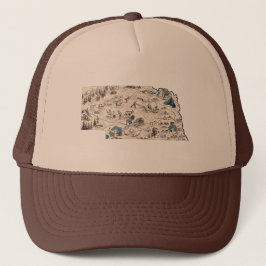 Gorra De Camionero Nebraska Vintage Picture Map Estilo Béisbol