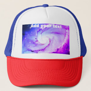 Gorra De Camionero Nebulosa galaxia azul rosa púrpura añade tu nombre