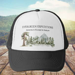 Gorra De Camionero Negocio al aire libre bosque verde acuarela