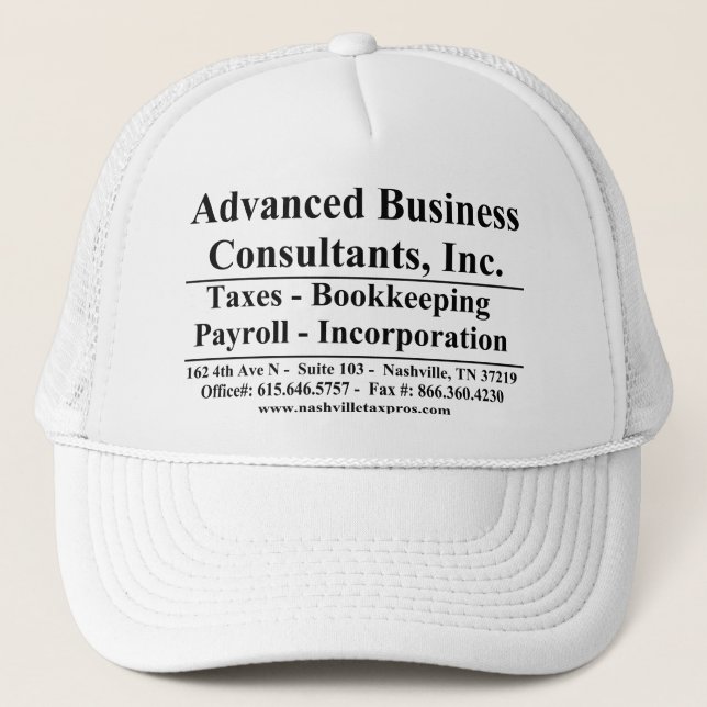 Gorra De Camionero Negocios Avanzados (Anverso)