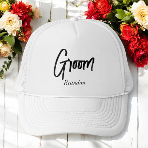 Gorra de camionero negra blanca para novio