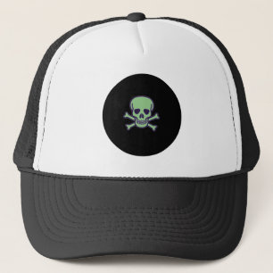 Gorra de camionero negra con cráneo verde y círcul