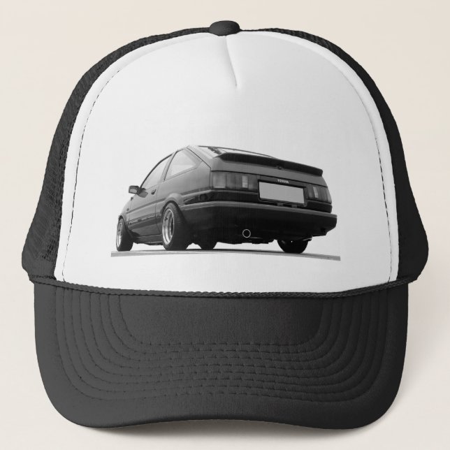 Gorra De Camionero Negro AE86 y blanco (Anverso)