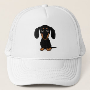 Gorra De Camionero Negro liso y suave y Tan Dachshund