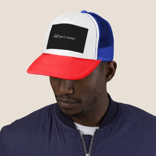 Gorra De Camionero Negro sólido añadir nombre mensaje de texto aquí t