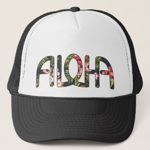 Gorra De Camionero Negro tropical de la hawaiana