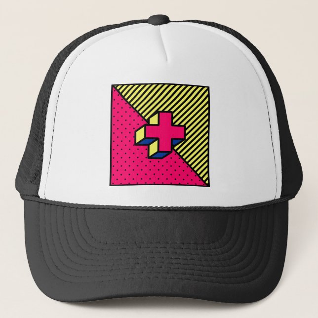 Gorra De Camionero Neo Memphis Cross /Plus Motif Rótulo (Anverso)