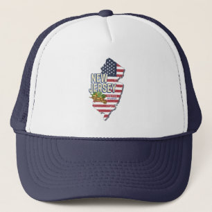 Gorra De Camionero New Jersey United States Retro State Map USA