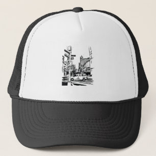 Gorra De Camionero New York City Black and White Urban Street Scene