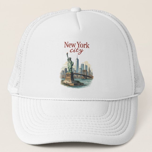 Gorra De Camionero New York City – Iconic Statue & Skyline Hat (Anverso)
