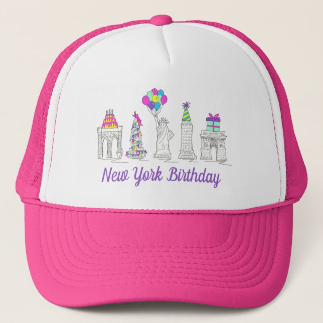 Gorra De Camionero New York City NYC Landmarks Birthday Party (Anverso)