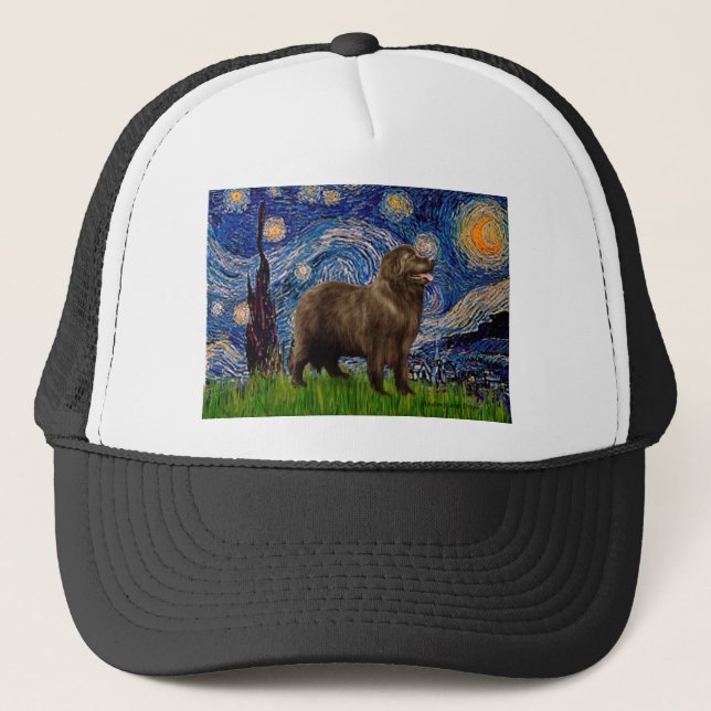Gorra De Camionero Newfie (marrón) - Noche estrellada (Anverso)