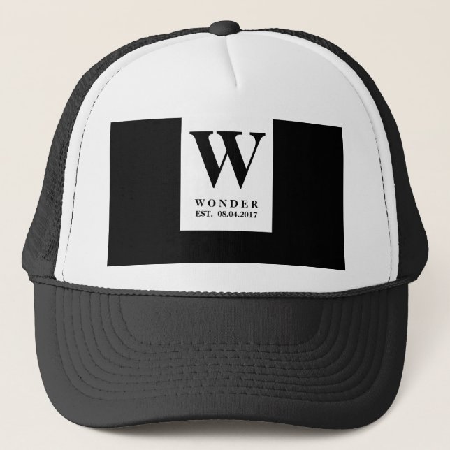 Gorra De Camionero Newly Wed Sophisticated Wedding Monogram | Black (Anverso)