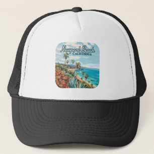 Gorra De Camionero Newport Beach California Naranja County Vintage