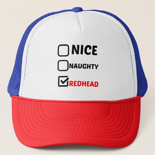 GORRA DE CAMIONERO NICE NAUGHTY REDHEAD (Anverso)