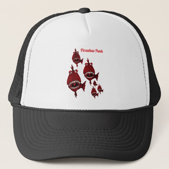 Gorra De Camionero Niedlicher Roter Killer Piranhas Punk Fishing Angr (Anverso)