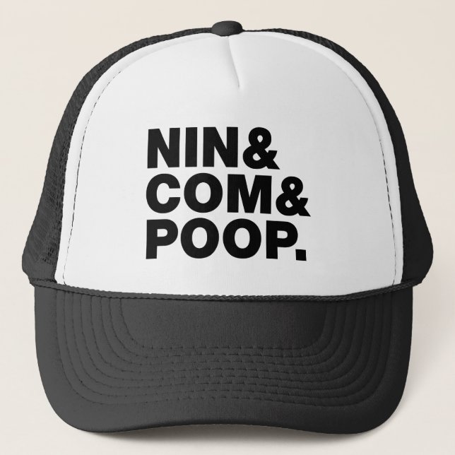 GORRA DE CAMIONERO NIN & COM & POOP. (Anverso)