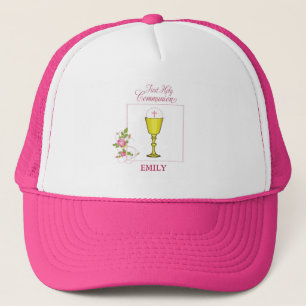 Gorra De Camionero Niña Rosa Primera Comunión, Cáliz, Hostia, Rosario
