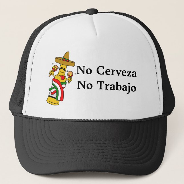 Gorra De Camionero Ningún Cerveza ningún Trabajo Camionero-Diseñó el (Anverso)