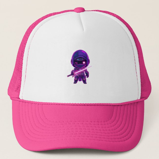 Gorra De Camionero Ninja Robótica Neon - Personaje de estilo Cyberpun (Anverso)