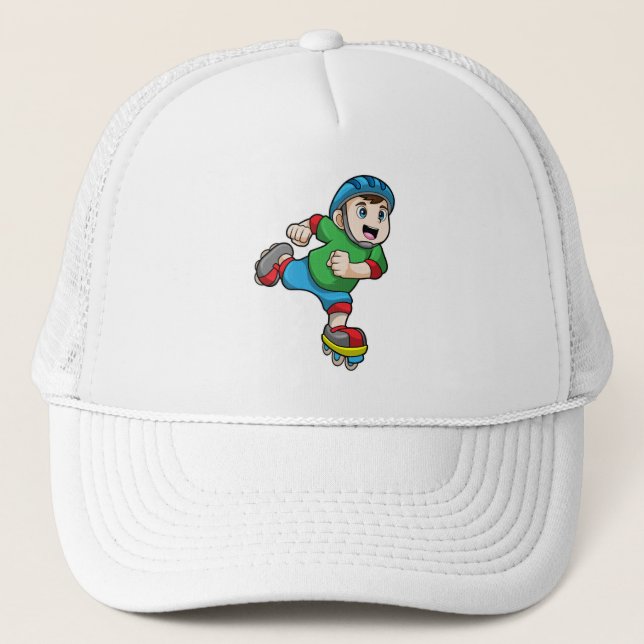 Gorra De Camionero Niño como patinador con patines y casco (Anverso)