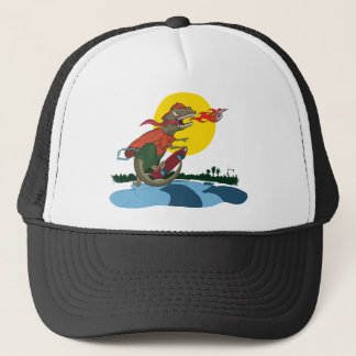 Gorra De Camionero Niño fresco del dinosaurio en el monopatín por