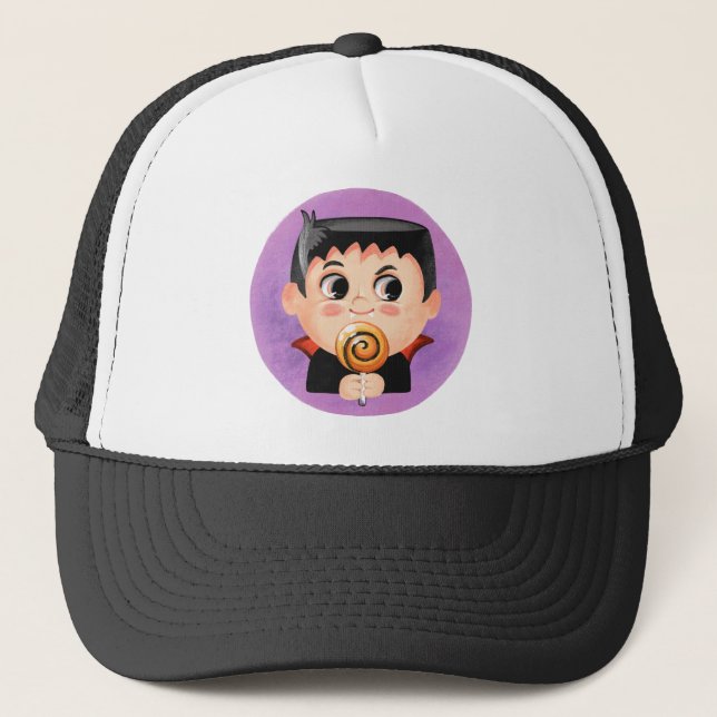 Gorra De Camionero Niño lindo con disfraz de Halloween vampiro (Anverso)