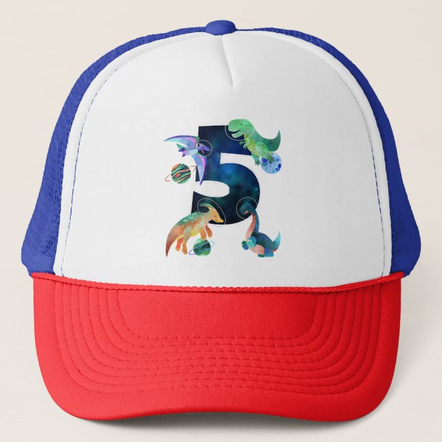 Gorra De Camionero Niños Astronautas del espacio exterior Dinosaurios (Anverso)