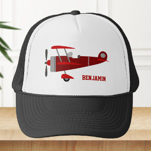 Gorra De Camionero Niños del avión Retro Rojo Vintage
