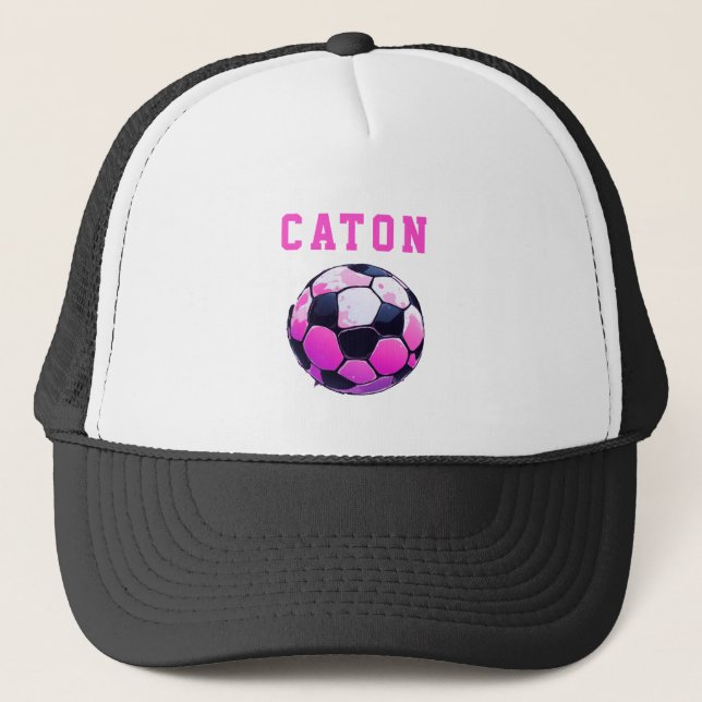Gorra De Camionero Niños rosados fútbol negro personalizado (Anverso)