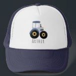 Gorra De Camionero Niños Tractor de Granja Azul Cute y niños con nomb<br><div class="desc">Este lindo y moderno diseño de camioneros para niños incluye un personalizado de tractores de granjas azules y espacio para que tu añadas el nombre de tus hijos. ¡El regalo perfecto para un pequeño agricultor amante de los tractores!</div>