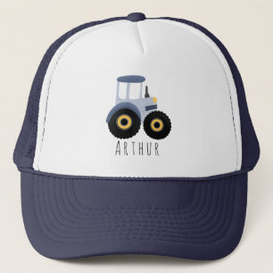 Gorra De Camionero Niños Tractor de Granja Azul Cute y niños con nomb