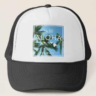 Gorra De Camionero No. 50 Aloha Hawaii Isla del Paraíso de las Palmer