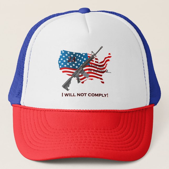 Gorra De Camionero No cumpliré con el derecho de portar armas bandera (Anverso)