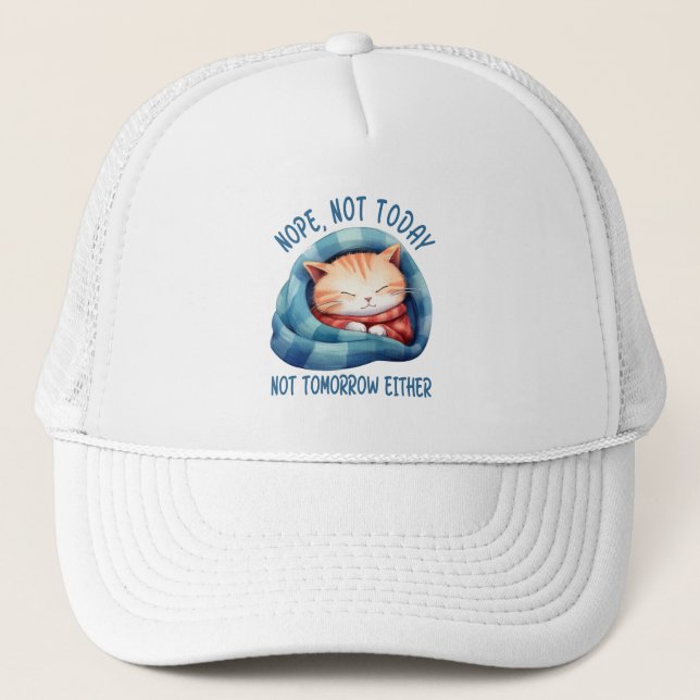 Gorra De Camionero No Hoy, No Mañana: Humor De Gato Introvertido (Anverso)