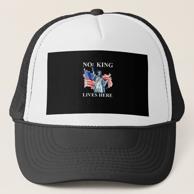 Gorra De Camionero No King Lives in America Freedom Flag Patriotic (Anverso)
