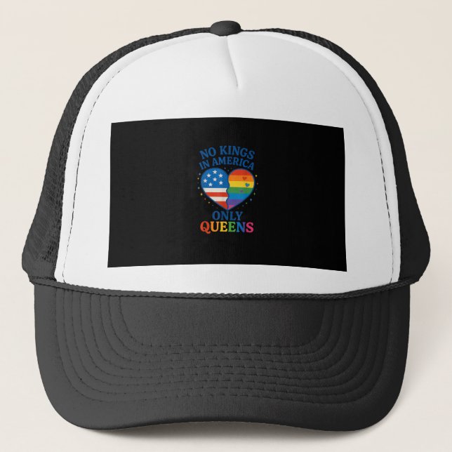 Gorra De Camionero No Kings In America Only Queens Funny Queer Gay Pr (Anverso)